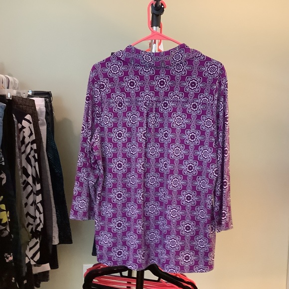 Dana Buchman printed floral blouse- XL - Picture 2 of 4